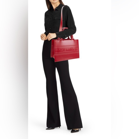 Valentino by Mario Valentino Red Leather Tote Bag - Picture 2 of 11